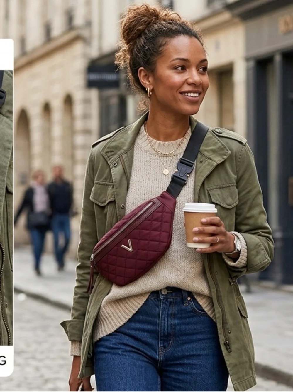 Vanessa Williams Burgundy Quilted Fanny Pack Belt Bag